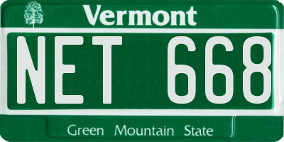 VT license plate NET668