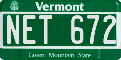 VT license plate NET672
