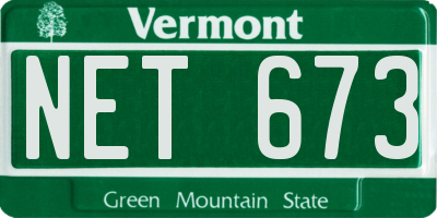 VT license plate NET673