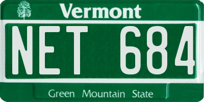 VT license plate NET684