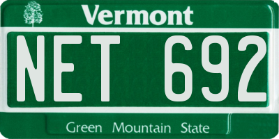 VT license plate NET692