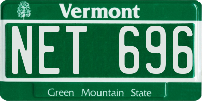 VT license plate NET696