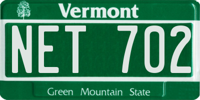 VT license plate NET702