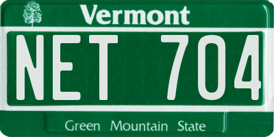 VT license plate NET704