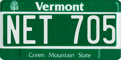 VT license plate NET705