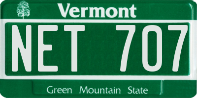 VT license plate NET707