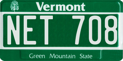 VT license plate NET708