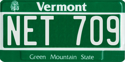 VT license plate NET709
