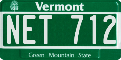 VT license plate NET712
