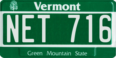 VT license plate NET716