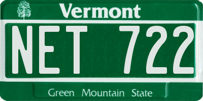 VT license plate NET722