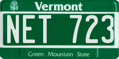 VT license plate NET723