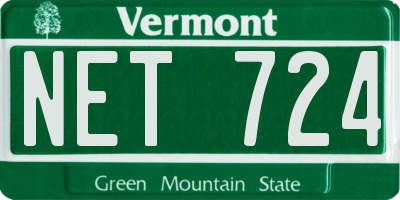 VT license plate NET724