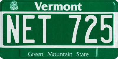 VT license plate NET725