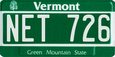 VT license plate NET726