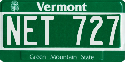 VT license plate NET727