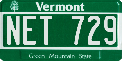 VT license plate NET729