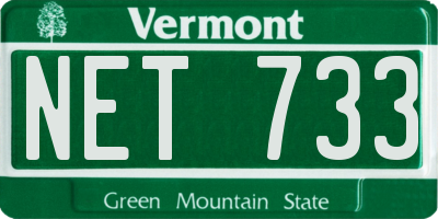 VT license plate NET733
