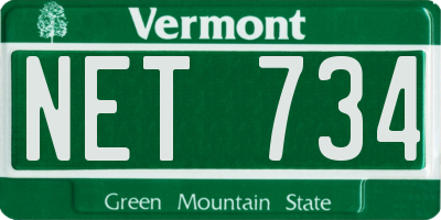 VT license plate NET734