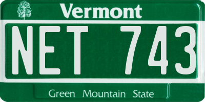 VT license plate NET743