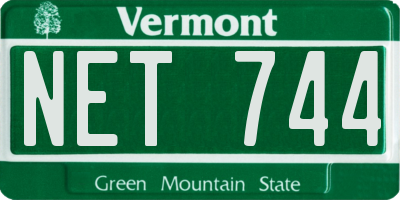 VT license plate NET744