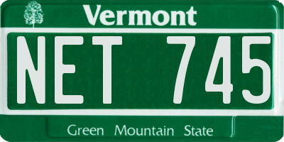 VT license plate NET745