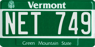 VT license plate NET749