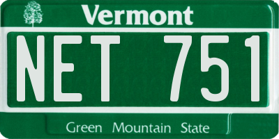 VT license plate NET751