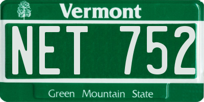 VT license plate NET752