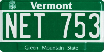 VT license plate NET753