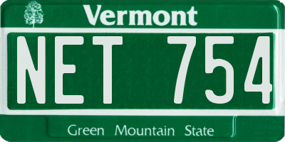 VT license plate NET754