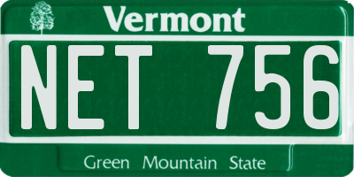 VT license plate NET756