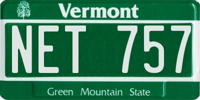 VT license plate NET757
