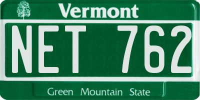 VT license plate NET762
