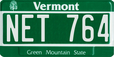 VT license plate NET764