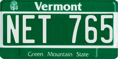 VT license plate NET765