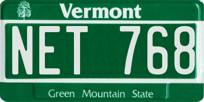 VT license plate NET768