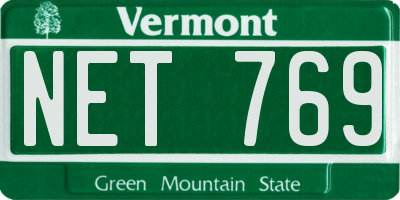 VT license plate NET769