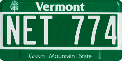 VT license plate NET774