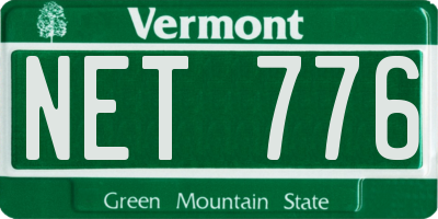 VT license plate NET776