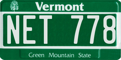 VT license plate NET778