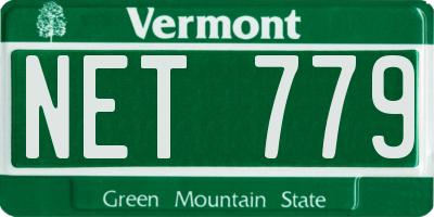 VT license plate NET779
