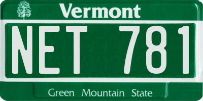 VT license plate NET781