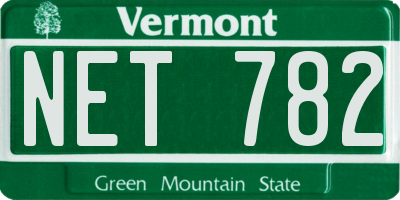 VT license plate NET782