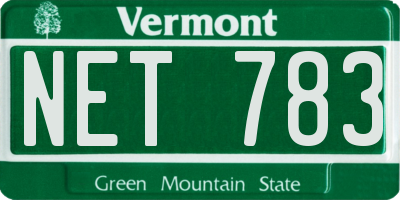 VT license plate NET783