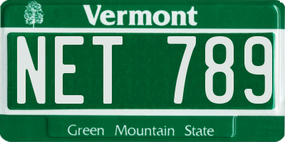 VT license plate NET789