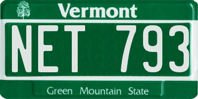 VT license plate NET793