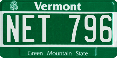 VT license plate NET796