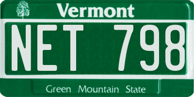 VT license plate NET798