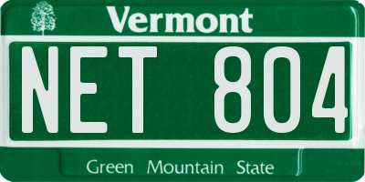VT license plate NET804